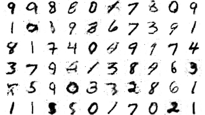 Digitos do MNIST gerado por uma rede GAN